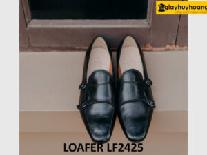 Giày lười da mềm thời trang hai khóa kim loại loafer LF2425 001