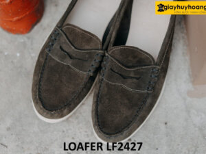 Giày lười nam da lộn đế trắng mỏng loafer LF2427 005
