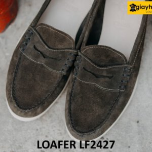 Giày lười nam da lộn đế trắng mỏng loafer LF2427 005
