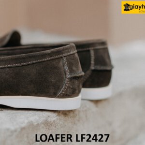 Giày lười nam da lộn đế trắng mỏng loafer LF2427 004