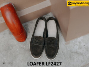 Giày lười nam da lộn đế trắng mỏng loafer LF2427 003