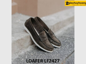 Giày lười nam da lộn đế trắng mỏng loafer LF2427 001