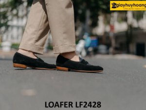 Giày da lộn nam màu đen phong cách loafer LF2428 004