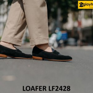 Giày da lộn nam màu đen phong cách loafer LF2428 004