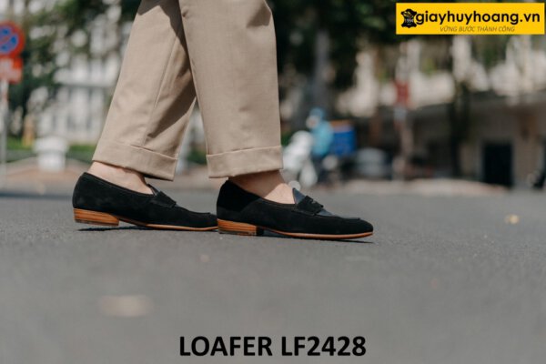 Giày da lộn nam màu đen phong cách loafer LF2428 004