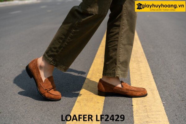 Giày da lộn nam màu bò nam tuyệt đẹp loafer LF2429 001
