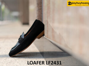 Giày da lộn nam màu đen phong cách loafer LF2428 008