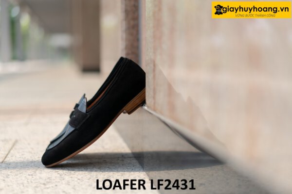 Giày da lộn nam màu đen phong cách loafer LF2428 008