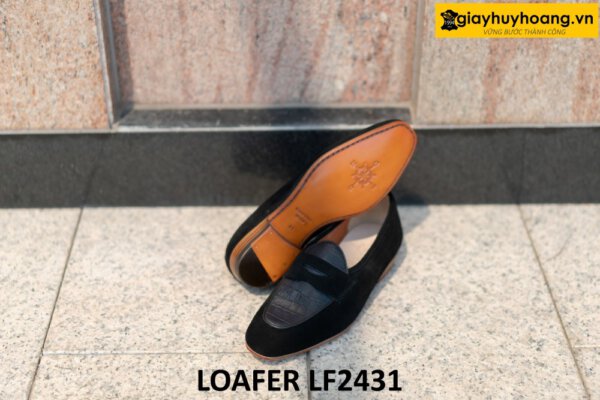 Giày da lộn nam màu đen phong cách loafer LF2428 007