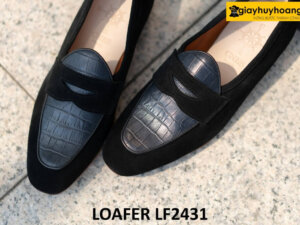 Giày da lộn nam màu đen phong cách loafer LF2428 005