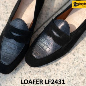 Giày da lộn nam màu đen phong cách loafer LF2428 005