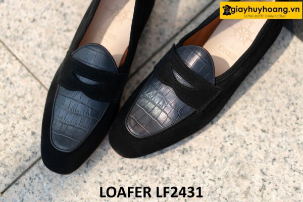 Giày da lộn nam màu đen phong cách loafer LF2428 005