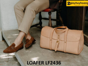 Giày da lộn nam màu nâu trẻ trung cao cấp loafer LF2436 003