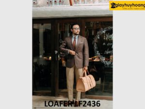 Giày da lộn nam màu nâu trẻ trung cao cấp loafer LF2436 002