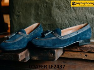 Giày lười nam da lộn có chuông màu xanh navy Loafer LF2437 001