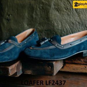 Giày lười nam da lộn có chuông màu xanh navy Loafer LF2437 001