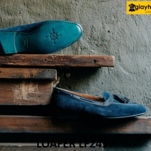 Giày lười nam da lộn có chuông màu xanh navy Loafer LF2437 003