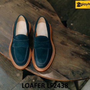 Giày da lộn màu xanh navy cao cấp Loafer LF2438 001