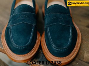 Giày da lộn màu xanh navy cao cấp Loafer LF2438 004