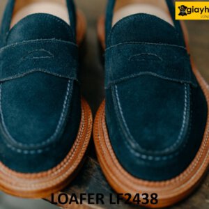 Giày da lộn màu xanh navy cao cấp Loafer LF2438 004