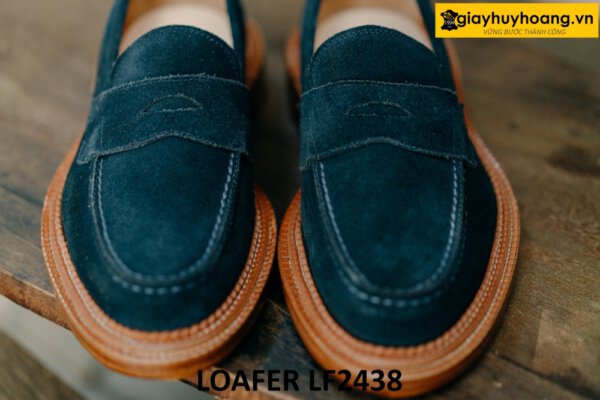 Giày da lộn màu xanh navy cao cấp Loafer LF2438 004