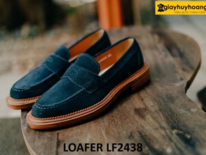 Giày da lộn màu xanh navy cao cấp Loafer LF2438 003
