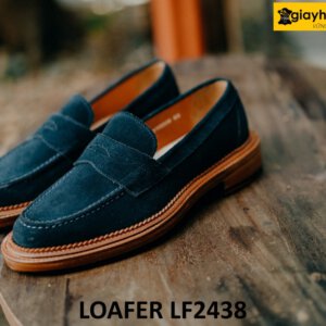 Giày da lộn màu xanh navy cao cấp Loafer LF2438 003
