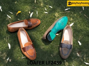 Giày lười da lộn trẻ trung cho nam đế khâu chỉ loafer LF2439 001