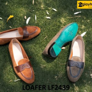 Giày lười da lộn trẻ trung cho nam đế khâu chỉ loafer LF2439 001