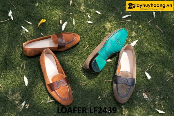 Giày lười da lộn trẻ trung cho nam đế khâu chỉ loafer LF2439 001