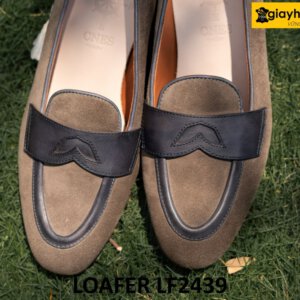 Giày lười da lộn trẻ trung cho nam đế khâu chỉ loafer LF2439 004