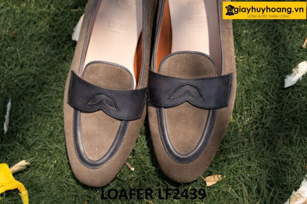 Giày lười da lộn trẻ trung cho nam đế khâu chỉ loafer LF2439 004