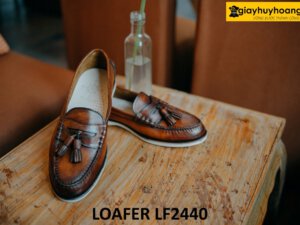 Giày lười nam có chuông đế cao su trắng mỏng Loafer LF2440 005