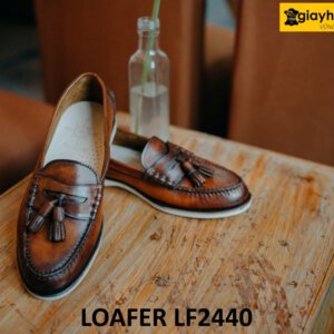 Giày lười nam có chuông đế cao su trắng mỏng Loafer LF2440 005