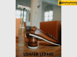 Giày lười nam có chuông đế cao su trắng mỏng Loafer LF2440 004