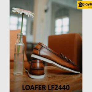 Giày lười nam có chuông đế cao su trắng mỏng Loafer LF2440 004