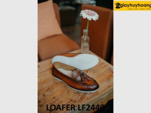 Giày lười nam có chuông đế cao su trắng mỏng Loafer LF2440 003