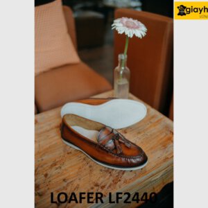 Giày lười nam có chuông đế cao su trắng mỏng Loafer LF2440 003