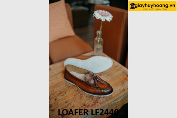 Giày lười nam có chuông đế cao su trắng mỏng Loafer LF2440 003