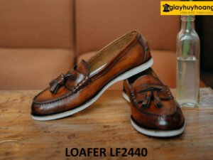 Giày lười nam có chuông đế cao su trắng mỏng Loafer LF2440 001