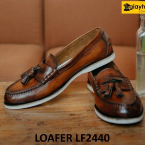 Giày lười nam có chuông đế cao su trắng mỏng Loafer LF2440 001