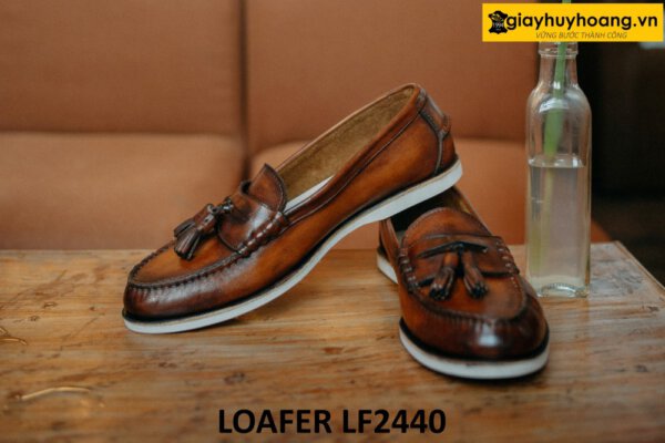 Giày lười nam có chuông đế cao su trắng mỏng Loafer LF2440 001