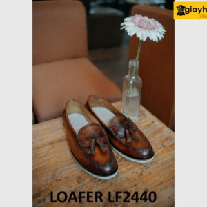 Giày lười nam có chuông đế cao su trắng mỏng Loafer LF2440 002