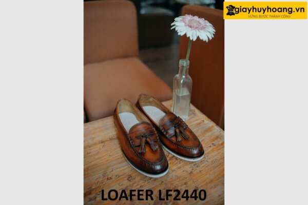 Giày lười nam có chuông đế cao su trắng mỏng Loafer LF2440 002