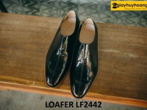 Giày lười da bóng kính màu đen cá tính loafer LF2442 001