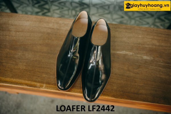 Giày lười da bóng kính màu đen cá tính loafer LF2442 001