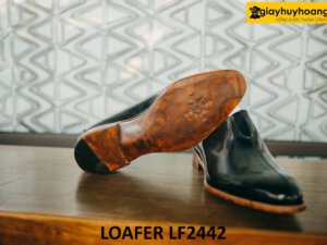 Giày lười da bóng kính màu đen cá tính loafer LF2442 003