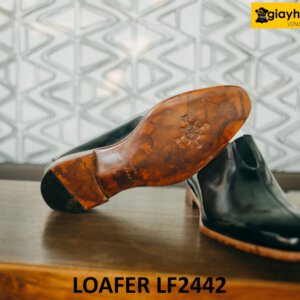 Giày lười da bóng kính màu đen cá tính loafer LF2442 003