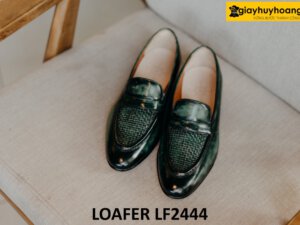 Giày lười da nhuộm màu thủ công xanh lá loafer LF2444 001