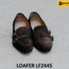 Giày lười da lộn màu nâu hai khóa monkstrap loafer LF2445 001